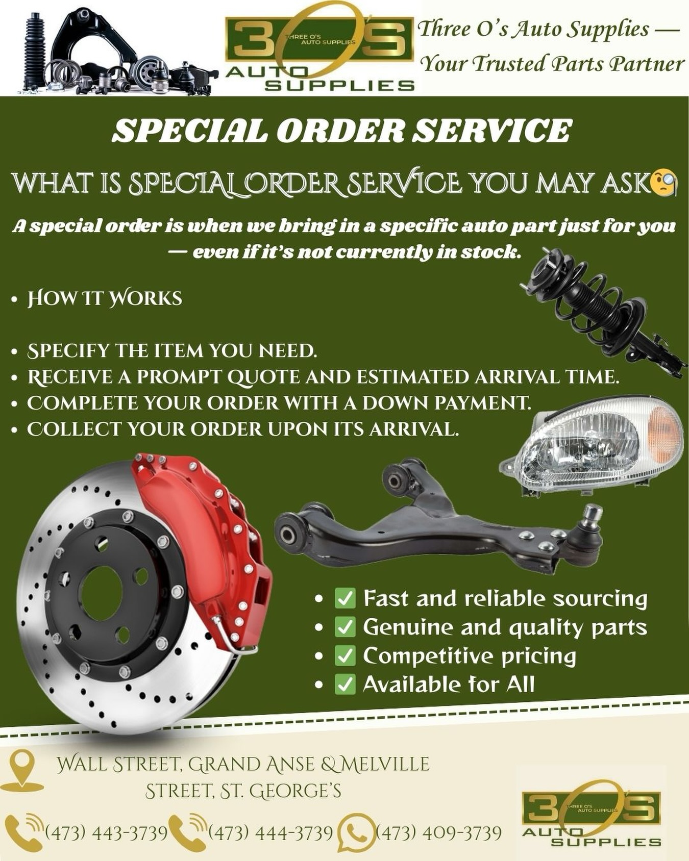 Special Order Service - Three O's Auto Supplies brings in specific auto parts just for you