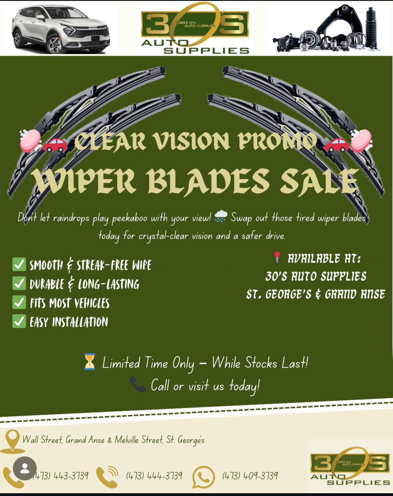 Clear Vision Promo - Wiper Blades Sale at Three O's Auto Supplies